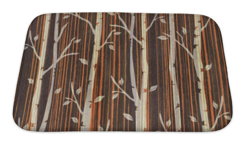 Bath Mat, Decorative Trees On Ebony Wood