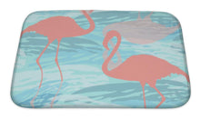 Load image into Gallery viewer, Bath Mat, Pattern With Pink Flamingo Silhouette