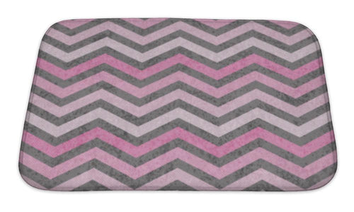 Bath Mat, Pink And Gray Zigzag D Fabric