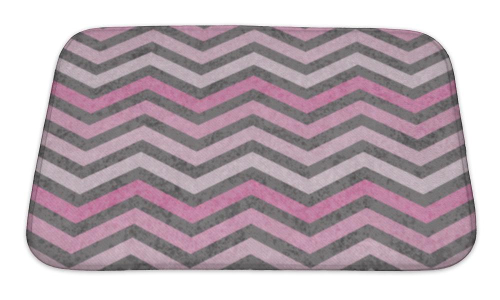 Bath Mat, Pink And Gray Zigzag D Fabric