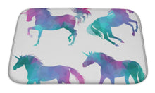 Load image into Gallery viewer, Bath Mat, Silhouette Of Unicorns Colorful Triangular Style