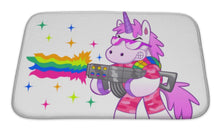 Load image into Gallery viewer, Bath Mat, Military Pink Unicorn Shoots Battle Rainbow