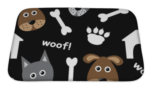 Bath Mat, Cartoon Pattern With Dogs