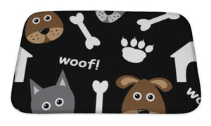 Bath Mat, Cartoon Pattern With Dogs