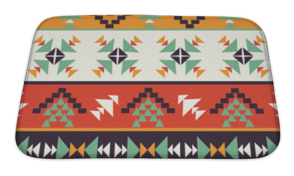 Bath Mat, Colorful Aztec Pattern