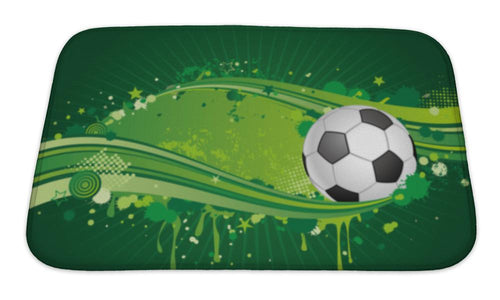 Bath Mat, Football Pattern Soccer Design Elementgreen