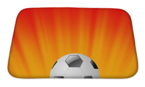 Bath Mat, Sport Football Icon On Orange Wave