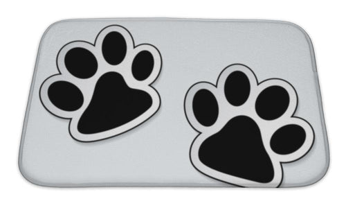 Bath Mat, Dog Pattern Animal Paw Prints Icons With Shadow Effect