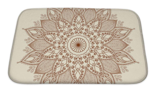 Bath Mat, Mandala Beautiful Handdrawn Flower