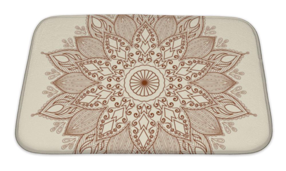 Bath Mat, Mandala Beautiful Handdrawn Flower