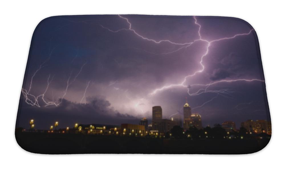 Bath Mat, Severe Thunderstorm Over City Of Indianapolis Indiana