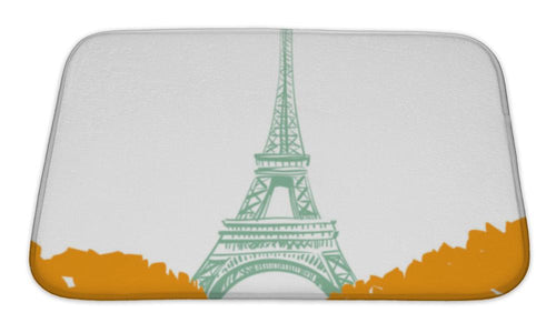 Bath Mat, Hand Drawn Eiffel Tower Paris Illustration