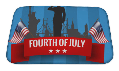 Bath Mat, Fourth Of July Independence Day With USA Flag