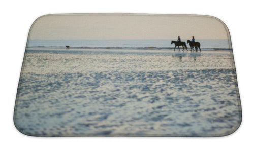 Bath Mat, Couple On A Pair Of Horses In Deauville France