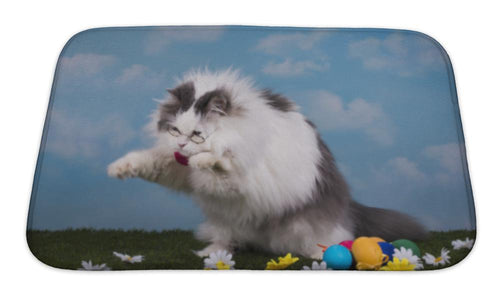 Bath Mat, Cat Catches Its Prey In The Grass