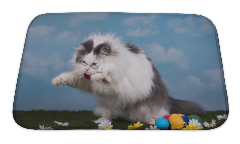 Bath Mat, Cat Catches Its Prey In The Grass