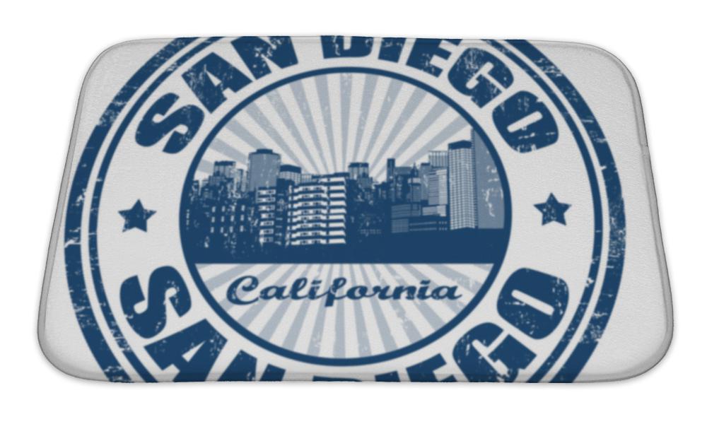 Bath Mat, Stamp With San Diego City From California State