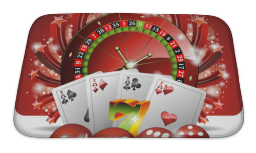 Bath Mat, Gambling Illustration With Casino Elements