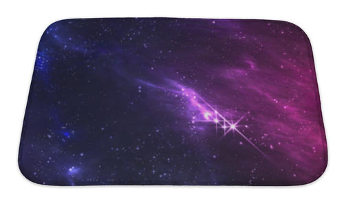 Bath Mat, Astronomy Deep Space Illustration Cosmic Nebulwith Star Cluster