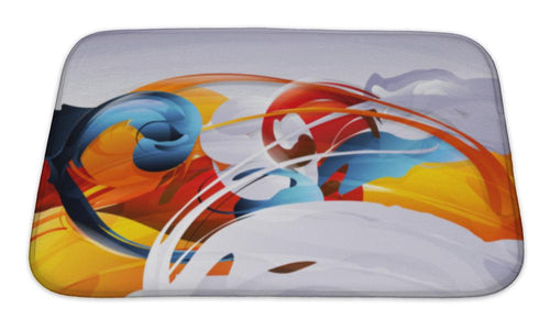 Bath Mat, Contemporary Art Abstract Graphic Bright In Graffiti