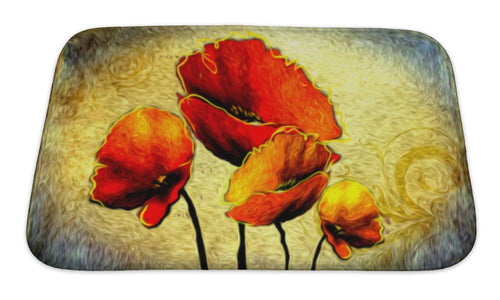 Bath Mat, Abstract Flower Oil Painting