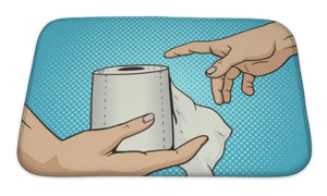 Bath Mat, Hand Gives Toilet Paper To Other Hand Pop Art