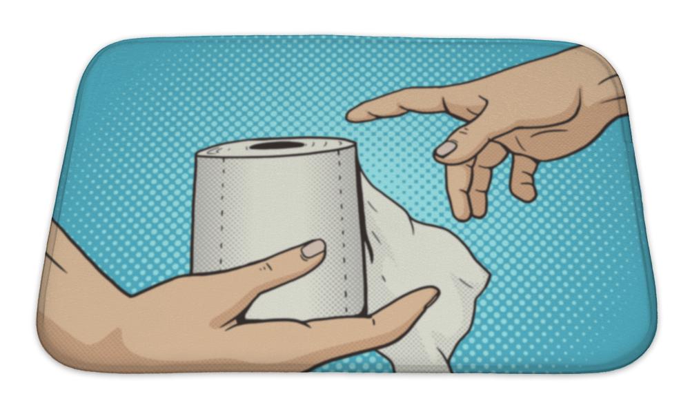 Bath Mat, Hand Gives Toilet Paper To Other Hand Pop Art