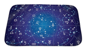 Bath Mat, Astronomy Xii Constellations Zodiac Ultraviolet Blueprint Version