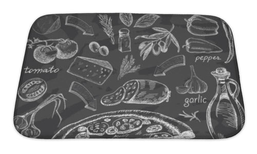 Bath Mat, Pizza On Chalk Board