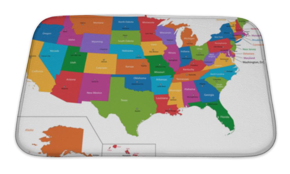 Bath Mat, Colorful USA Map