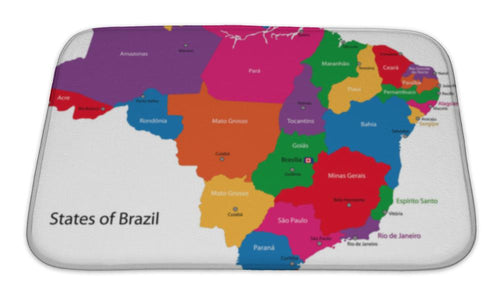 Bath Mat, Colorful Brazil Map