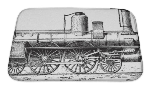 Bath Mat, Highspeed Locomotive Vintage Engraving
