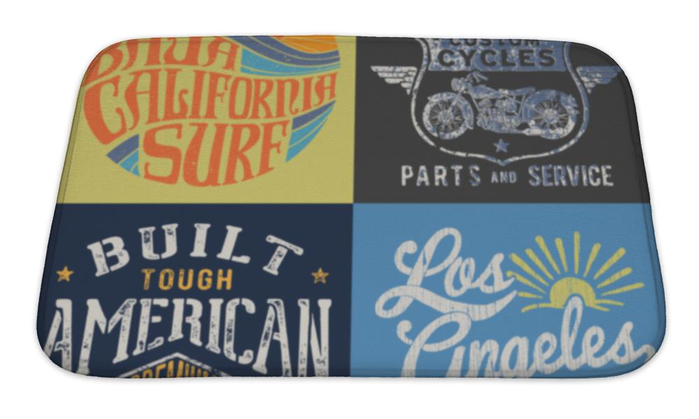 Bath Mat, Vintage Tshirt Graphic Set