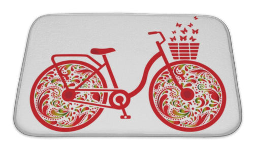 Bath Mat, Bicycle On A White Print Shirt Design