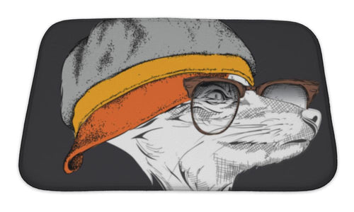 Bath Mat, Portrait Of Fox In Cap Illustration