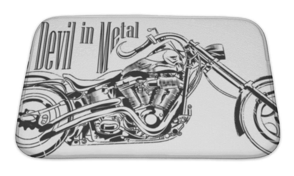 Bath Mat, Los Angeles Motorbike Illustration Tee Shirt Graphic Design
