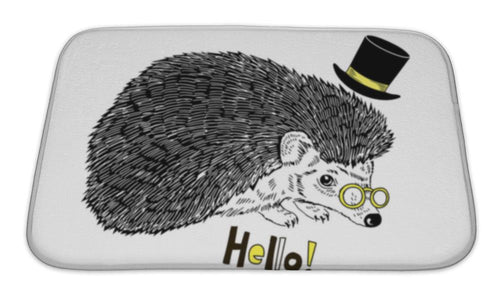 Bath Mat, Hedgehog In Tall Hat