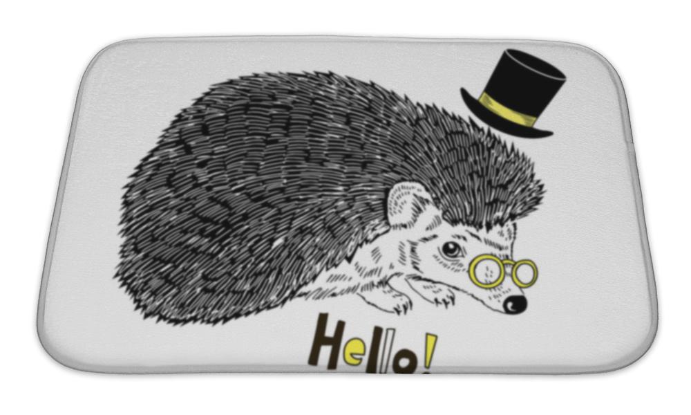 Bath Mat, Hedgehog In Tall Hat