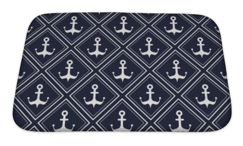 Bath Mat, Nautical Pattern With Anchors