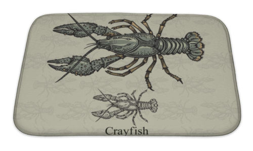 Bath Mat, Crayfish Illustration Of Crayfish