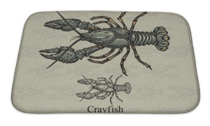 Bath Mat, Crayfish Illustration Of Crayfish