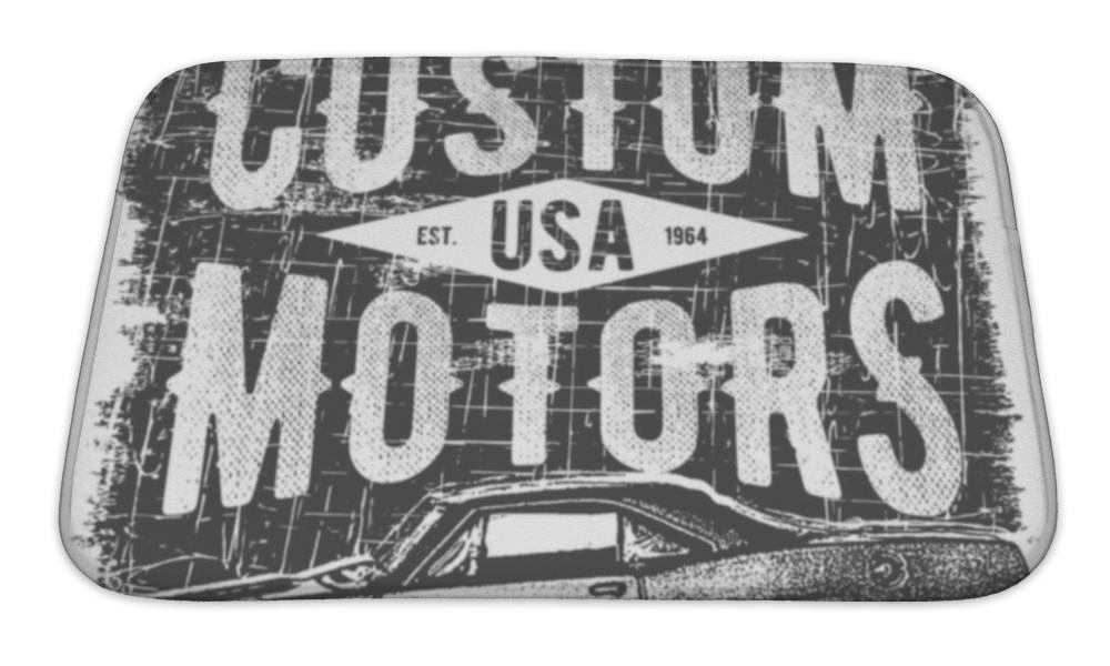 Bath Mat, Tshirt Typography Design Retro Car Printing Graphics Typographic Illustration