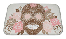 Load image into Gallery viewer, Bath Mat, Skull And Roses Colorful Day Of The Dead Card