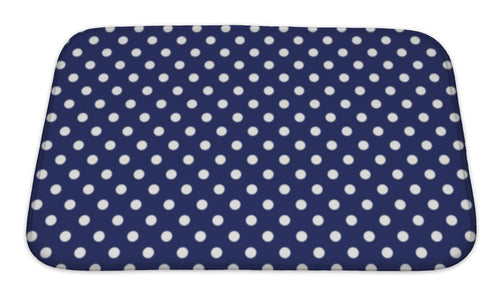 Bath Mat, Dark Pattern With White Polka Dots On A Sailor Navy Blue