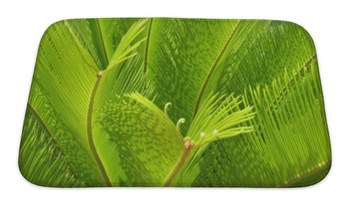 Bath Mat, Close Up Of Green Palm Tree Leaves