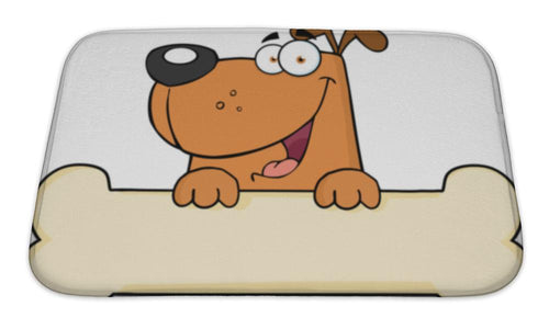 Bath Mat, Cartoon Dog Over Bone