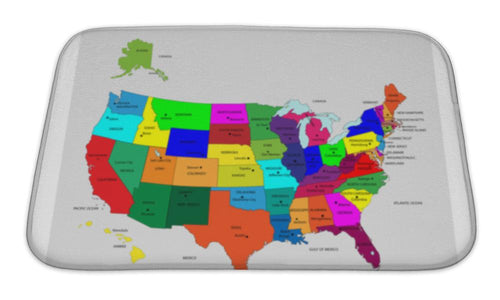 Bath Mat, USA 50 States Colorful Map