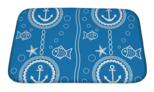 Bath Mat, Pattern With A Maritime Theme