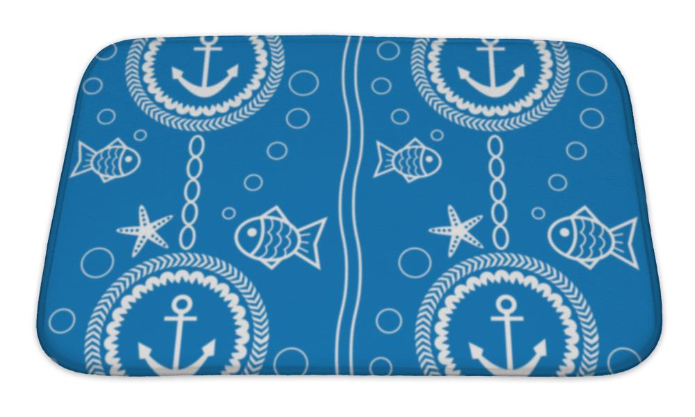 Bath Mat, Pattern With A Maritime Theme