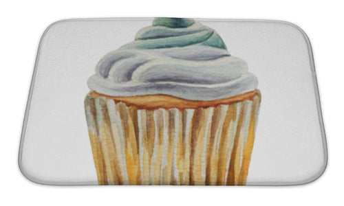 Bath Mat, Watercolor Cupcake Isolated